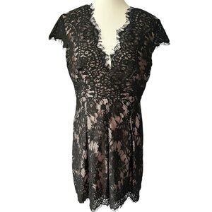 Elegant Black Lace Dress Plunge V-neckline Going‎ Out Date Night Women's XXL